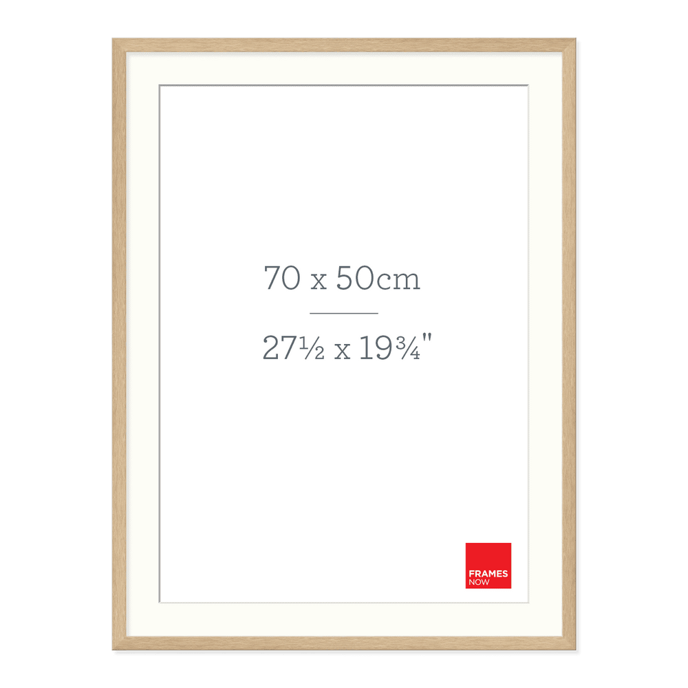 Premium Natural Oak Picture Frame with Matboard for 70 x 50cm Artwork
