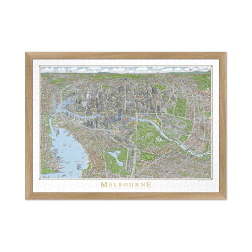The Melbourne Map 1,000 piece Jigsaw Puzzle Picture Frame