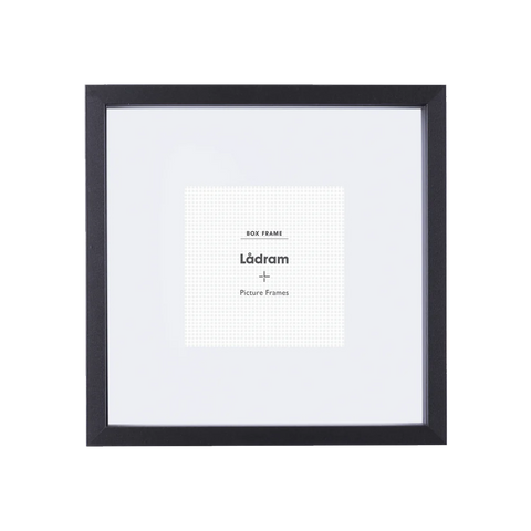 Black Timber Finish Shadow Box Square Picture Frame with White Matboard for 30.5 x 30.5 cm Artwork