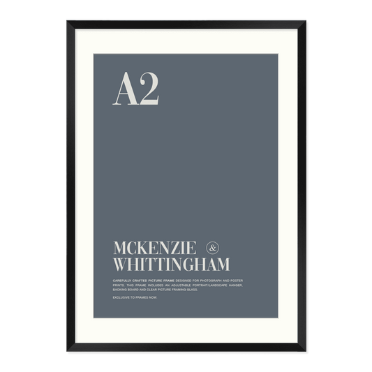 McKenzie & Whittingham Matte Black Picture Frame with Matboard for A2 Artwork