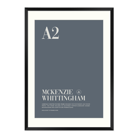 McKenzie & Whittingham Matte Black Picture Frame with Matboard for A2 Artwork