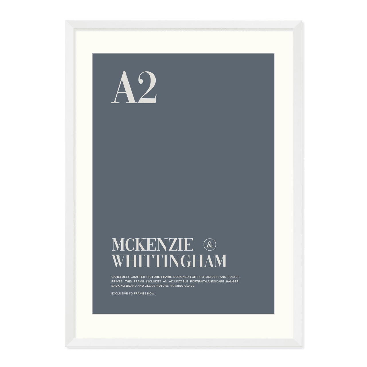 McKenzie & Whittingham Matte White Picture Frame with Matboard for A2 Artwork