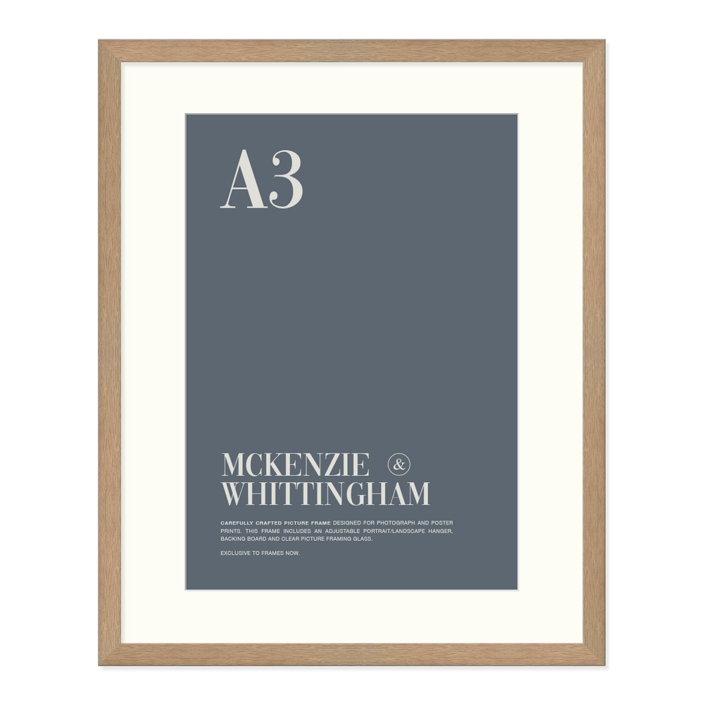 McKenzie & Whittingham Natural Oak Finish Picture Frame with Matboard for A3 Artwork