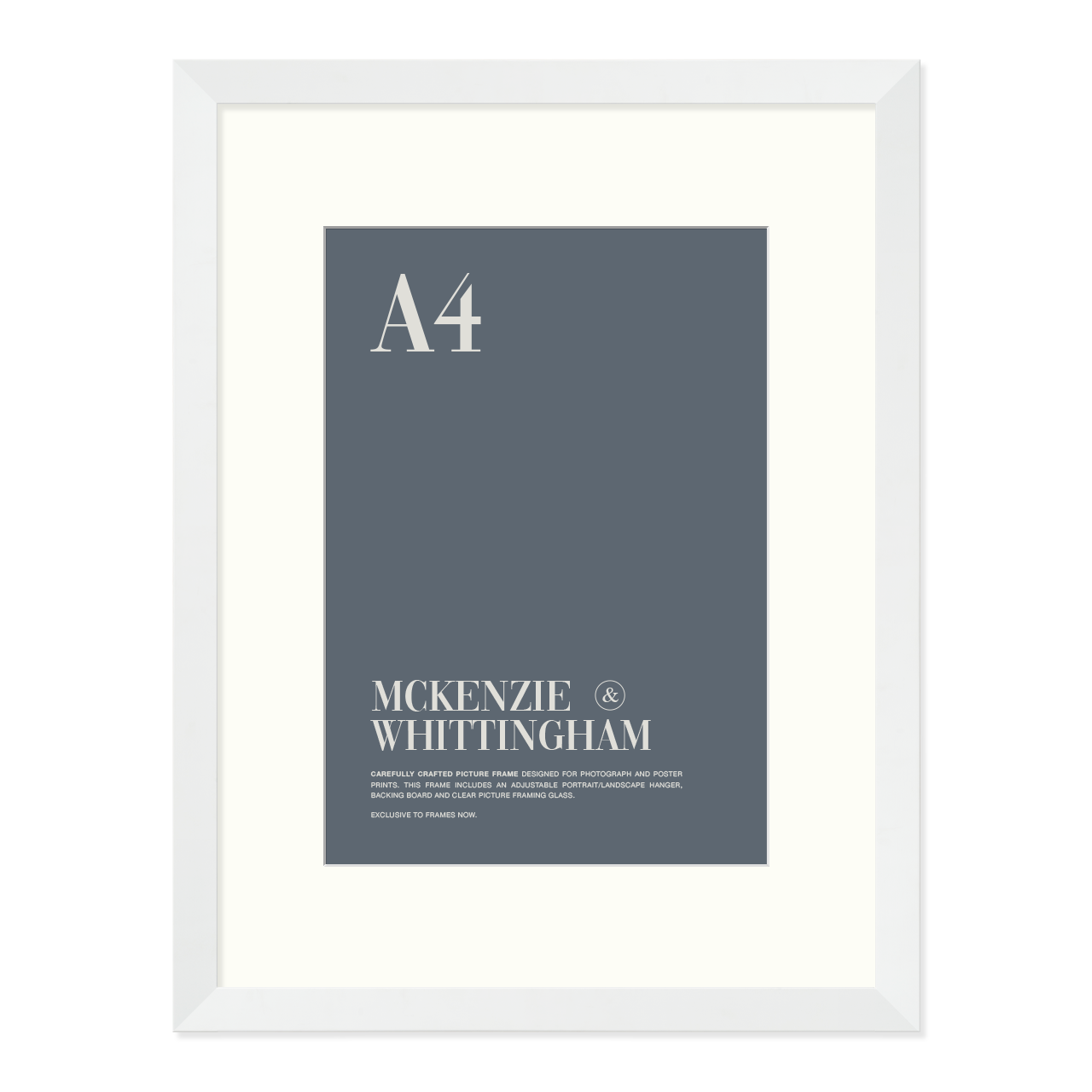 McKenzie & Whittingham White Picture Frame with Matboard for A4 Artwork
