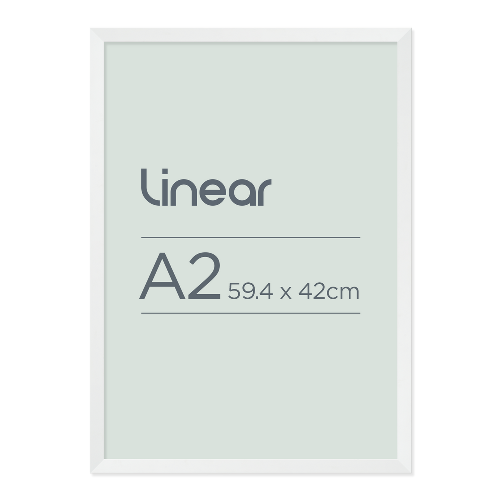 Linear Matte White Picture Frame for A2 Artwork