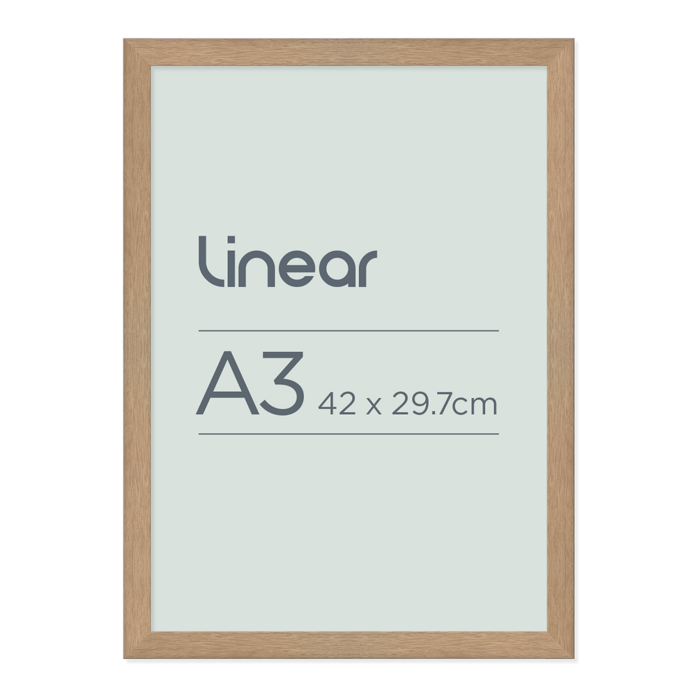 Linear Natural Oak Finish Picture Frame for A3 Artwork