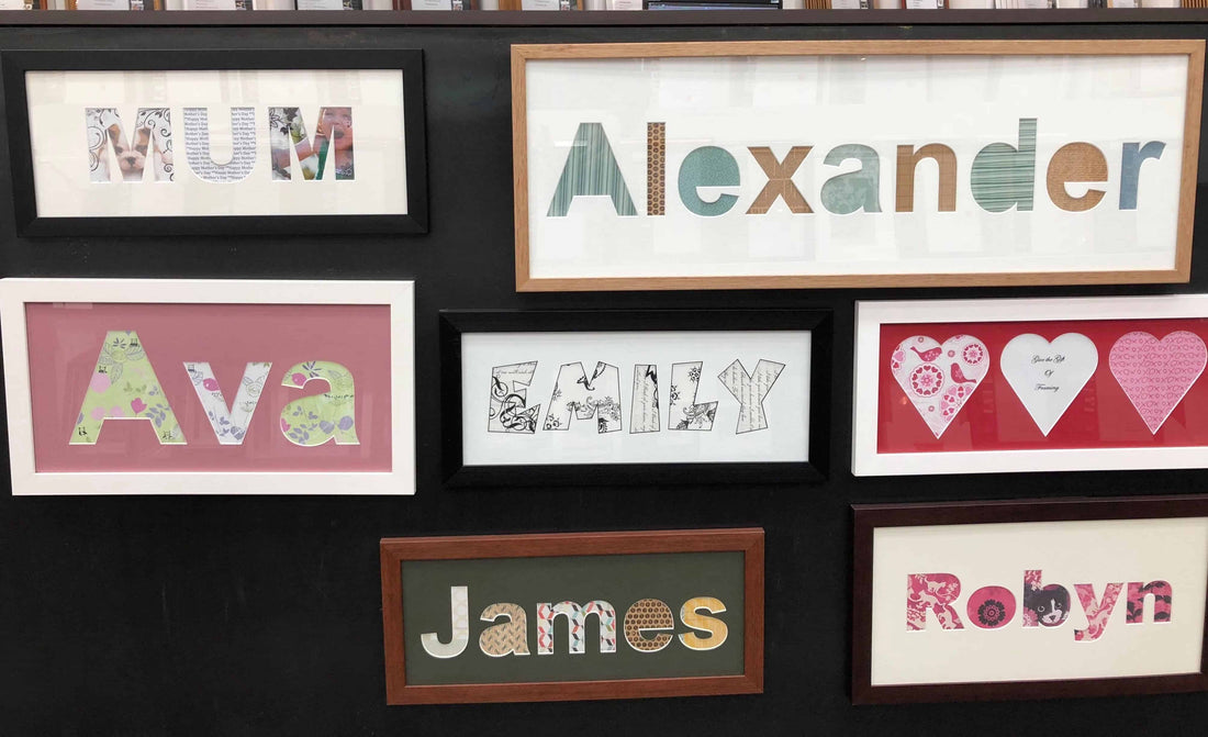 Temitope Name Frame Name Frames and Text Cutouts in Matboard – Frames Now