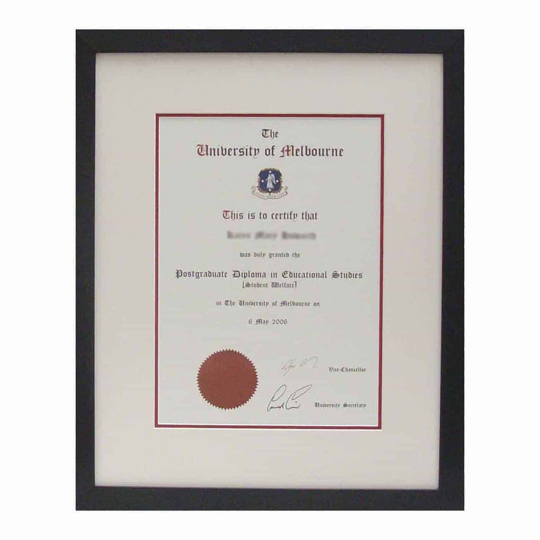 University of Melbourne Certificate Frame