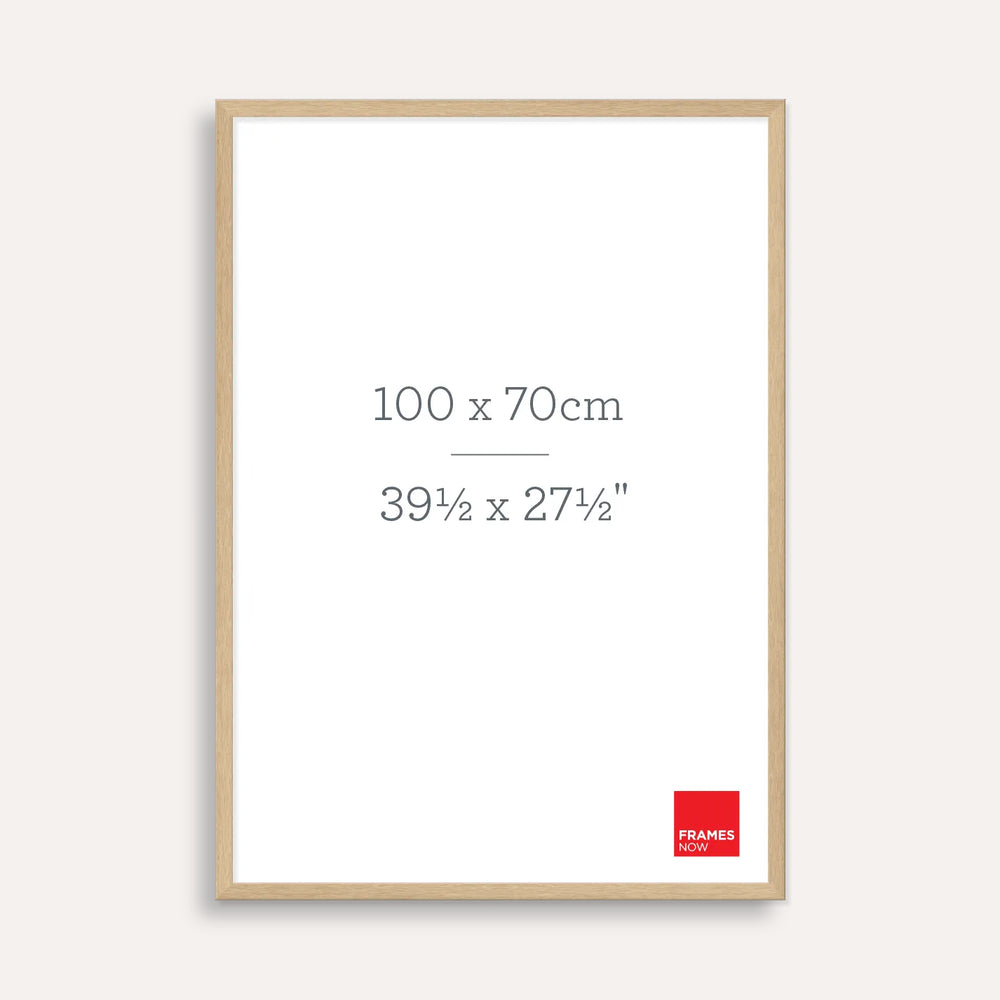 Premium 100x70cm Natural Oak Picture Frame - Large Timber Box Style Frame for Art & Posters