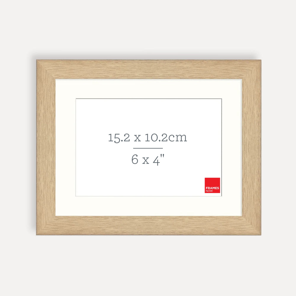 Premium Natural Oak Picture Frame with Matboard for 15.2 x 10.2cm Artwork