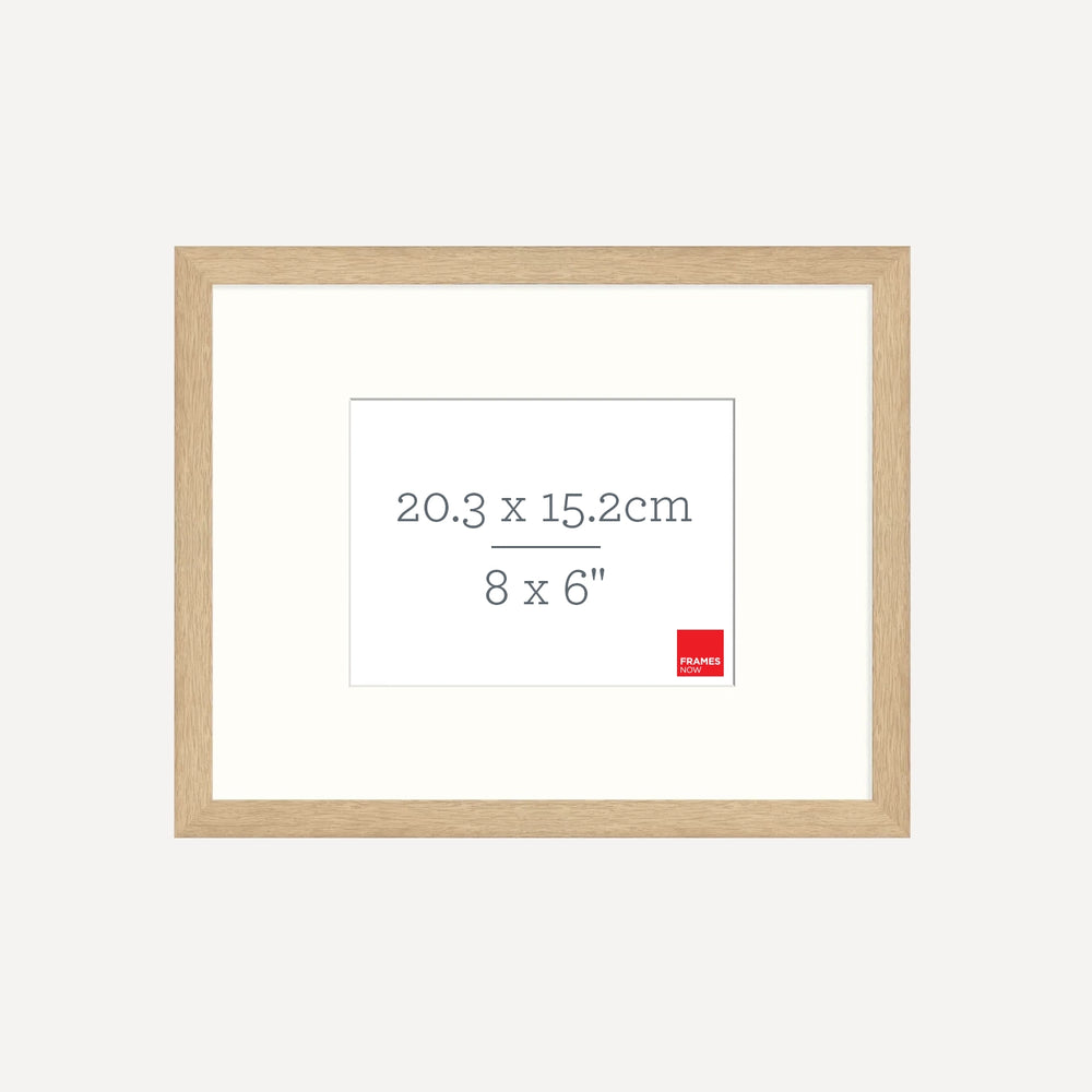 Premium Natural Oak Picture Frame with Matboard for 20.3 x 15.2cm Artwork