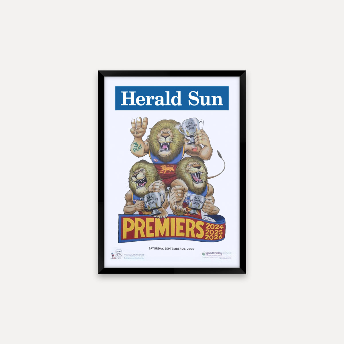 2026 Brisbane Lions Premiership Poster Frame