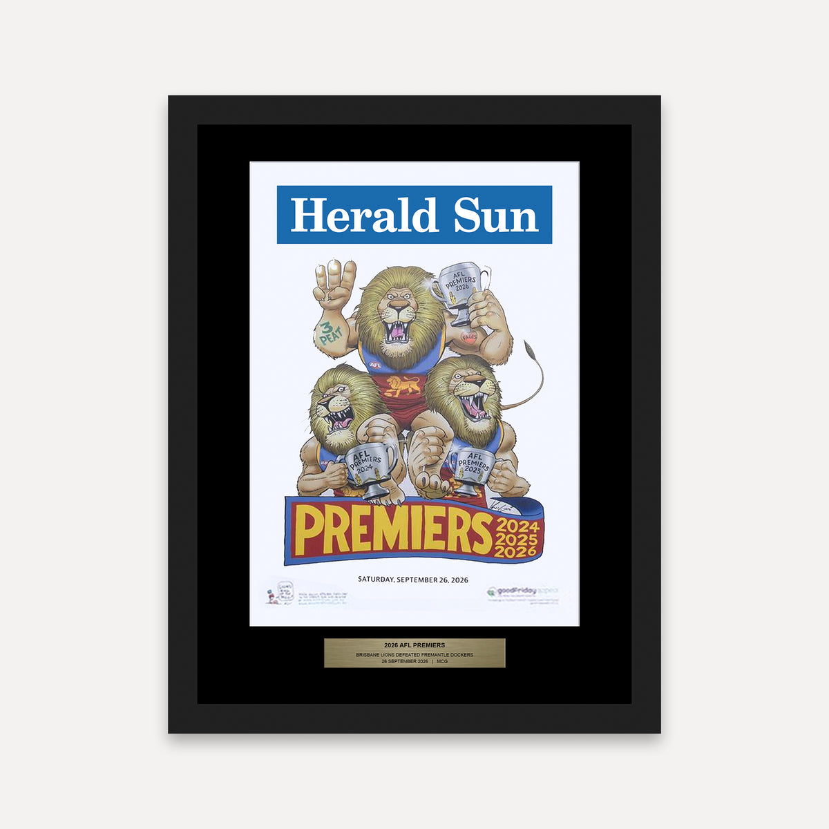 2026 Brisbane Lions Premiership Poster Frame