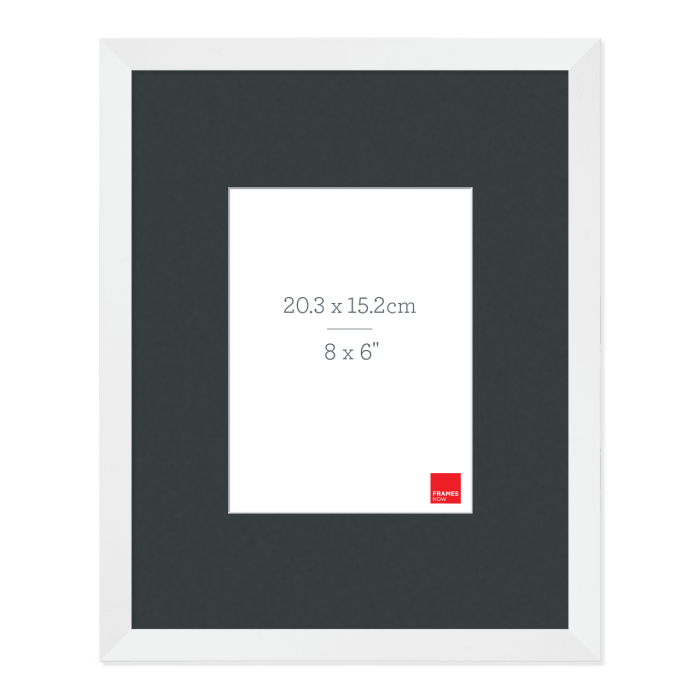 Premium Matte White Box Picture Frame with Matboard for 20.3 x 15.2cm