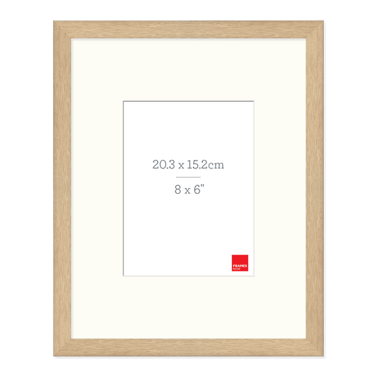 Premium Natural Oak Picture Frame with Matboard for 20.3 x 15.2cm Artwork