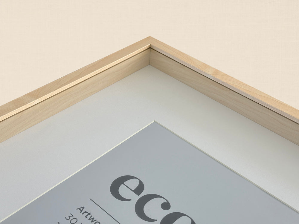 Eco Natural Timber Finish Shadow Box Square Picture Frame with Matboard for 30.5 x 30.5cm Artwork