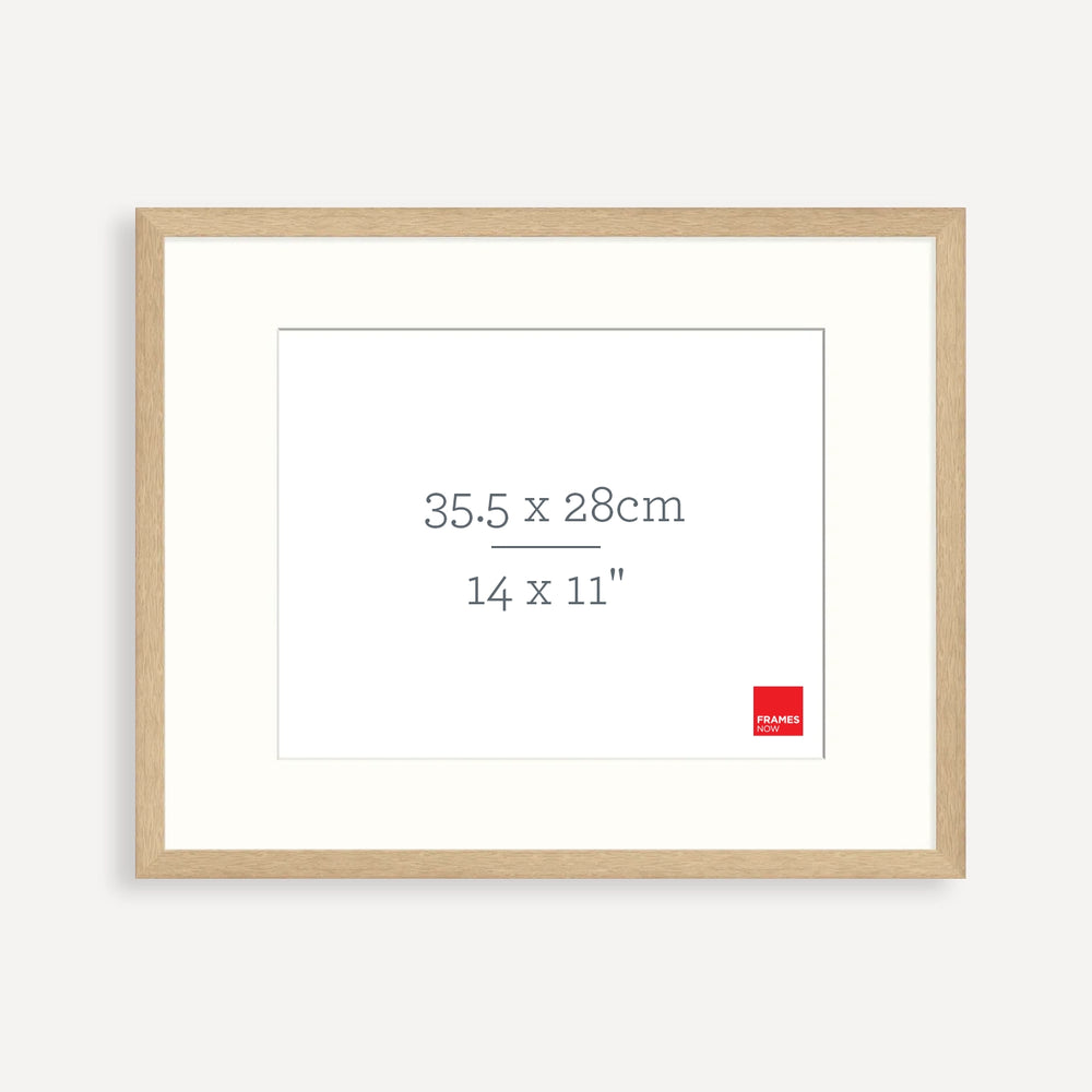 Premium Natural Oak Picture Frame with Matboard for 35.5 x 28cm Artwork