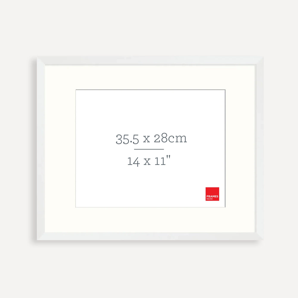 Premium Matte White Box Picture Frame with Matboard for 35.5 x 28cm Artwork