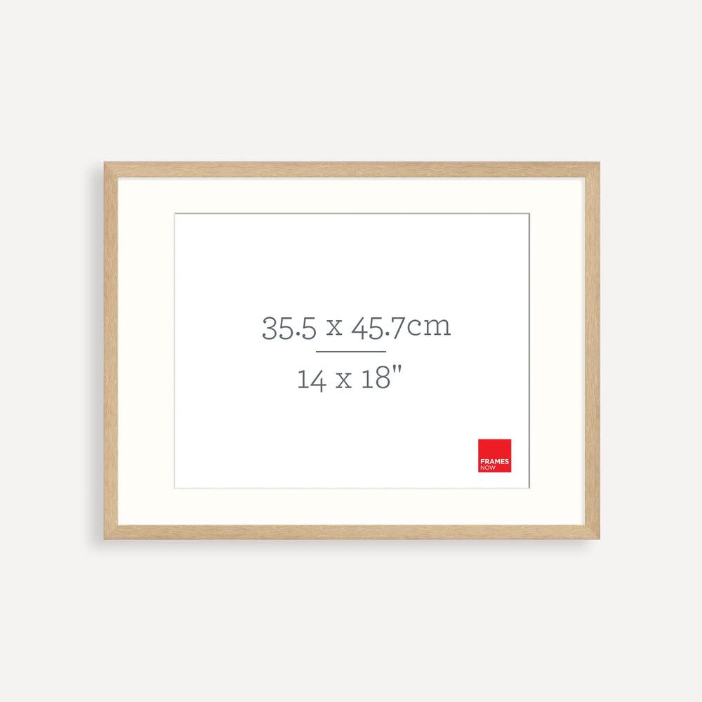 Premium Natural Oak Picture Frame with Mat Board for 45.7 x 35.5cm Artwork