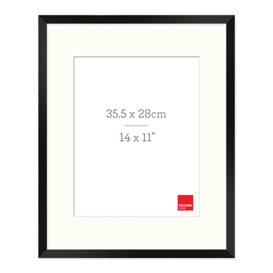 Premium Matte Black Box Picture Frame with Matboard for 35.5 x 28cm Artwork