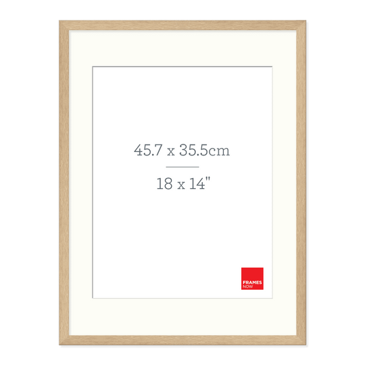 Premium Natural Oak Picture Frame with Mat Board for 45.7 x 35.5cm Artwork