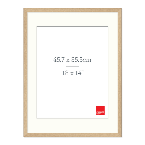 Premium Natural Oak Picture Frame with Mat Board for 45.7 x 35.5cm Artwork