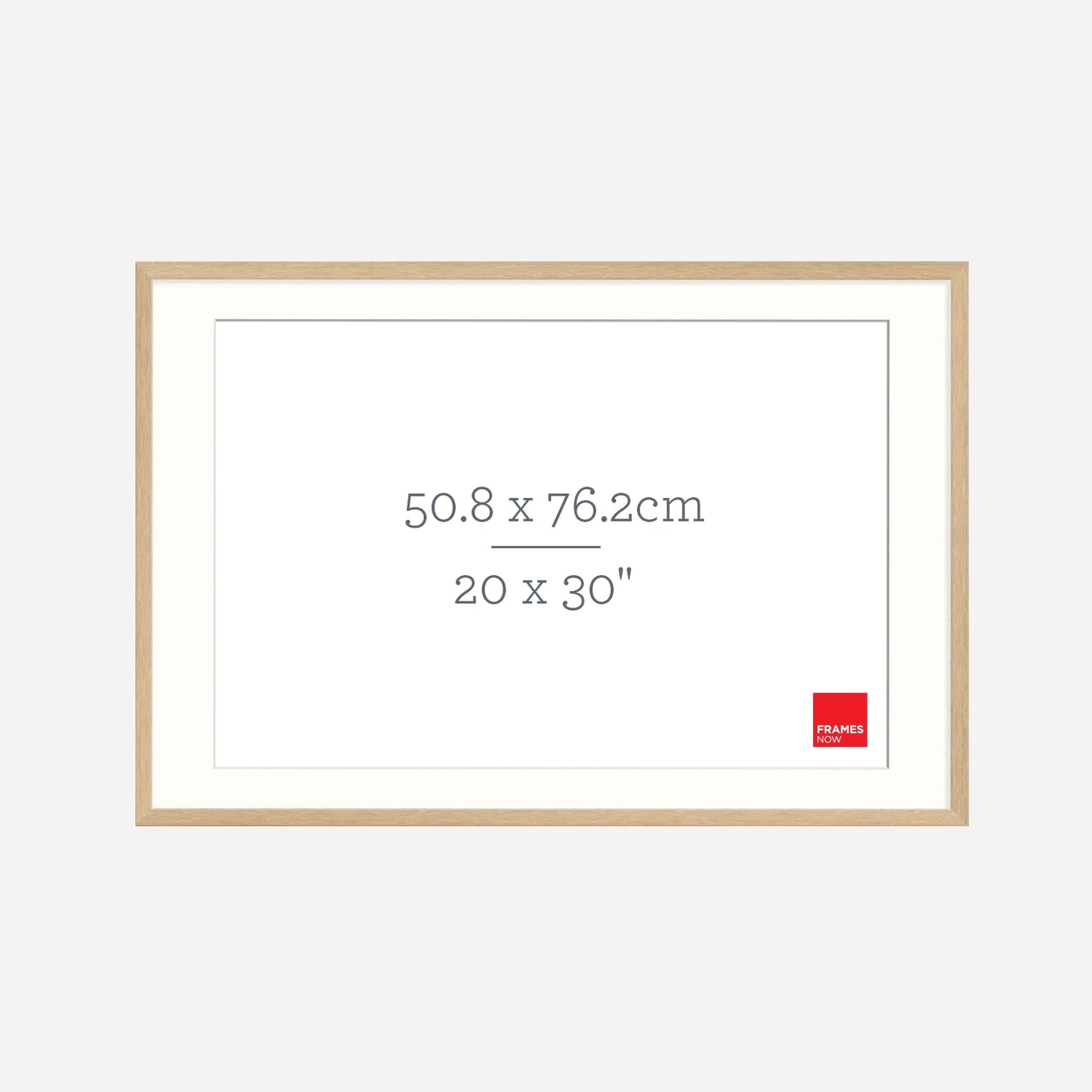 Premium Natural Oak Picture Frame with Matboard for 76.2 x 50.8cm Artwork