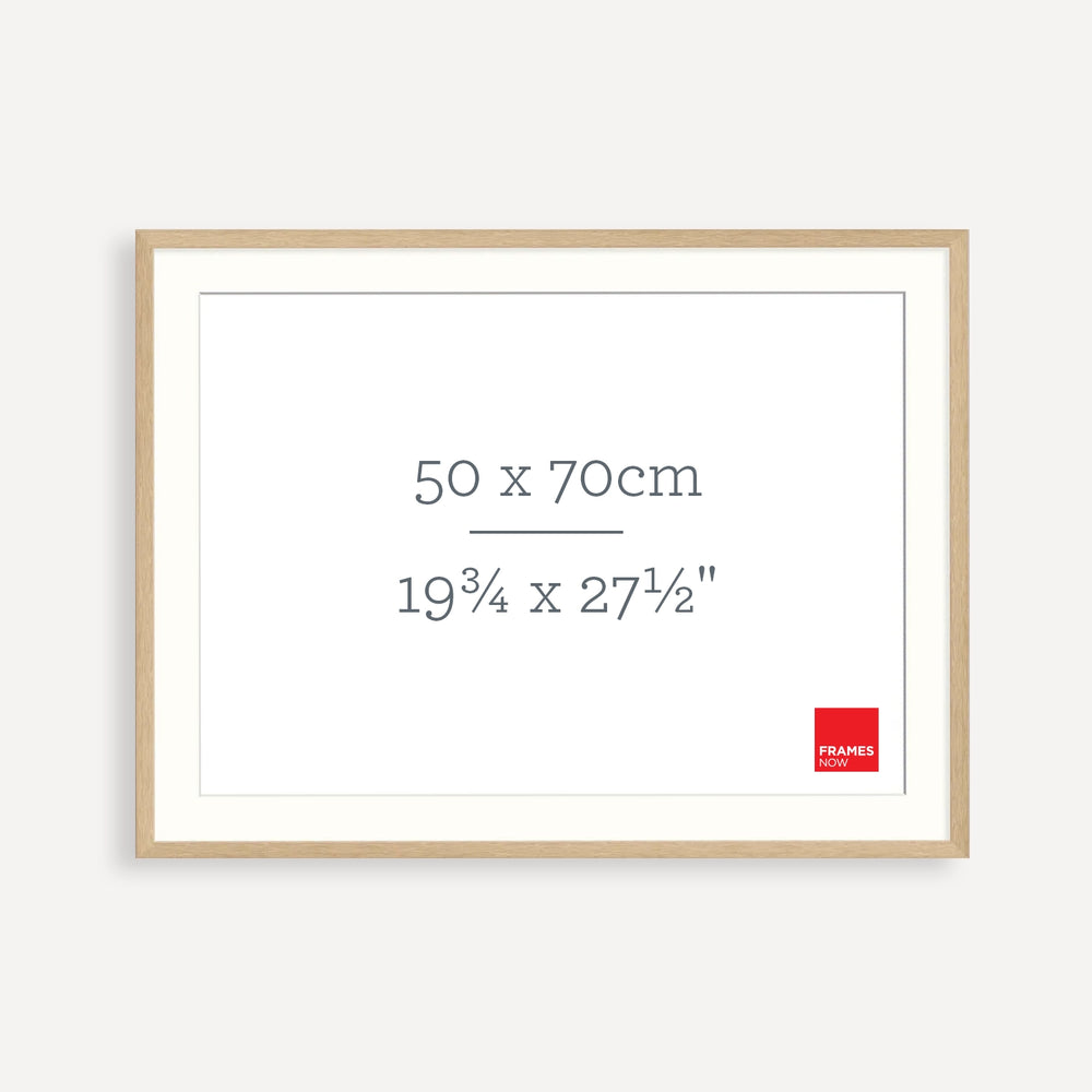 Premium 70x50cm Natural Oak Picture Frame with Matboard – Timber Frame for Prints & Wall Art