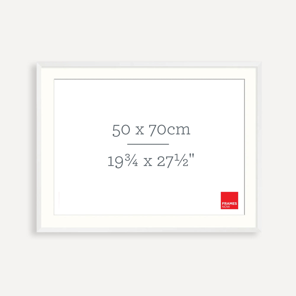 Premium 70x50cm Matte White Box Frame with Matboard – Modern Style for Art, Prints & Posters