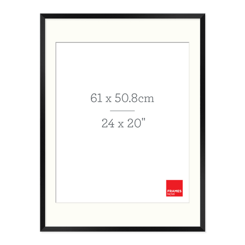 Premium Matte Black Box Picture Frame with Matboard for 61 x 50.8cm Artwork