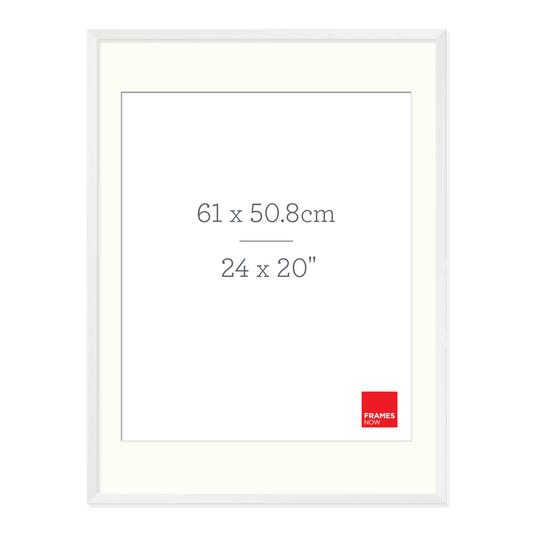 Premium Matte White Box Picture Frame with Matboard for 61 x 50.8cm Artwork