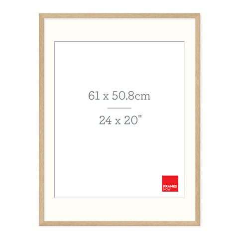 Premium Natural Oak Picture Frame with Matboard for 61 x 50.8cm Artwork