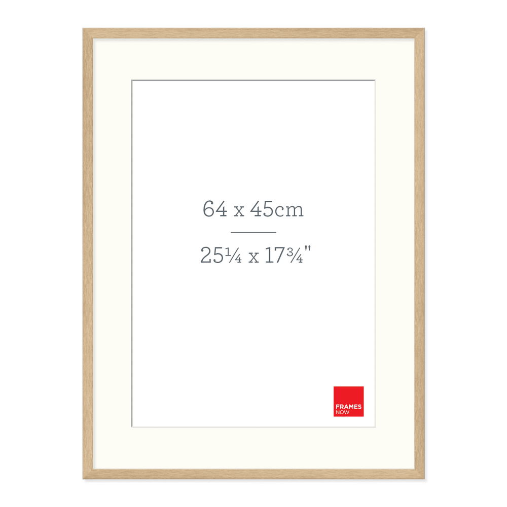 Premium Natural Oak Picture Frame with Matboard for 64 x 45cm Artwork
