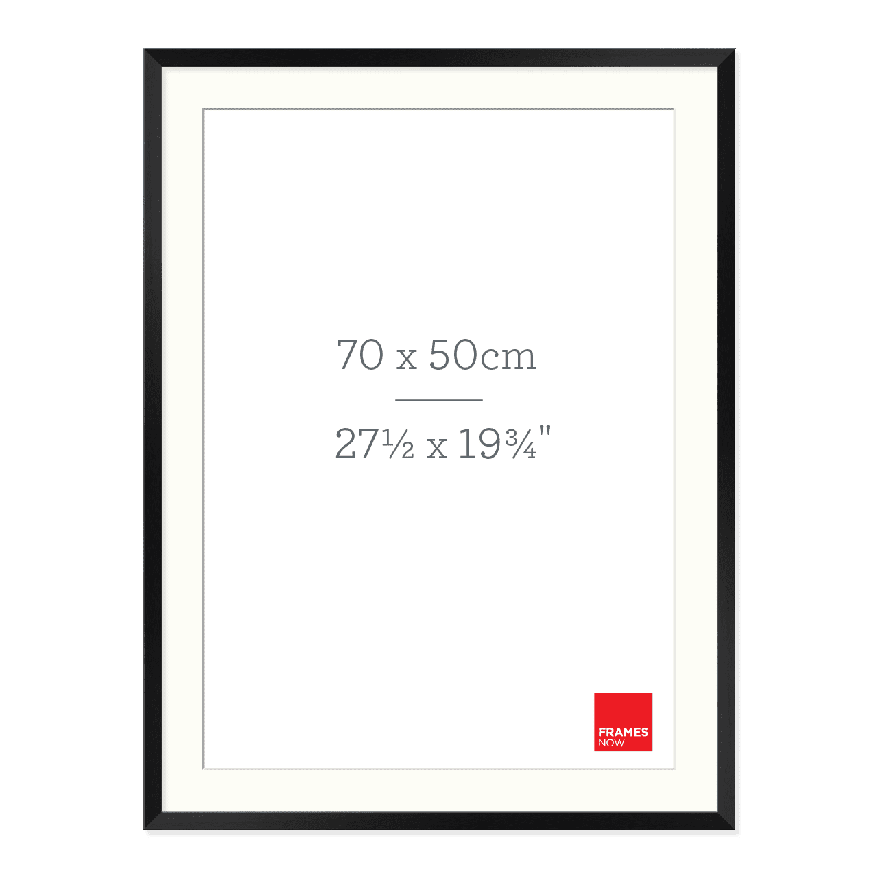 Premium Matte Black Box Picture Frame with Matboard for 70 x 50cm Artwork