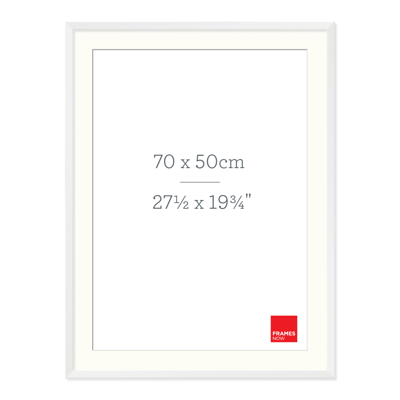Premium Matte White Box Picture Frame with Matboard for 70 x 50cm Artwork