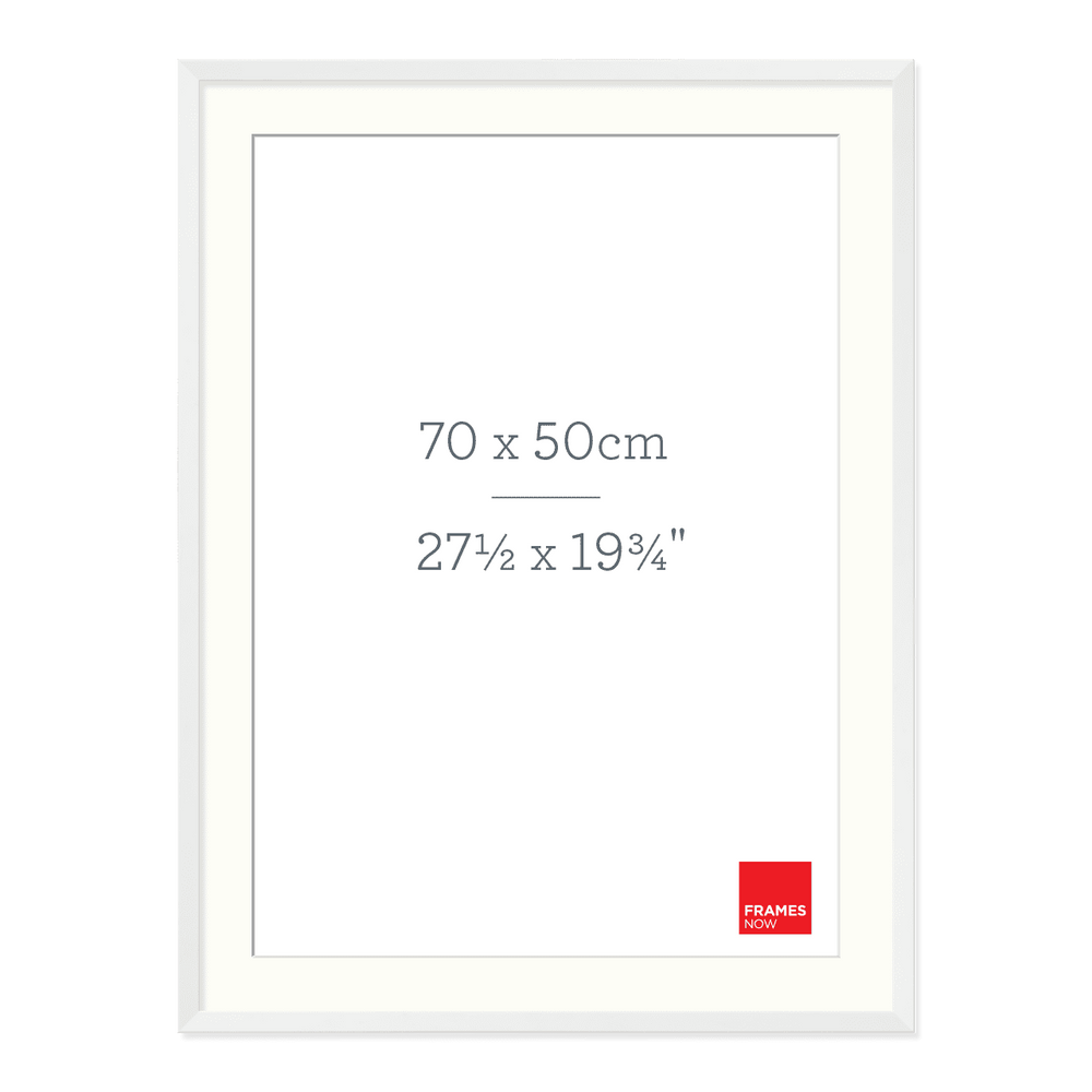 Premium Matte White Box Picture Frame with Matboard for 70 x 50cm Artwork