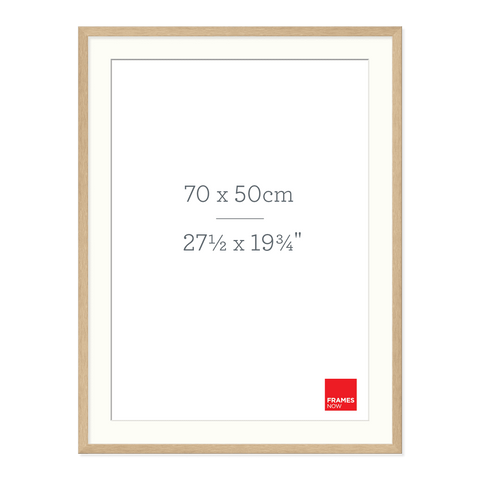 Premium Natural Oak Picture Frame with Matboard for 70 x 50cm Artwork