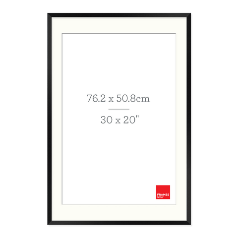 Premium Matte Black Box Picture Frame with Matboard for 76.2 x 50.8cm Artwork