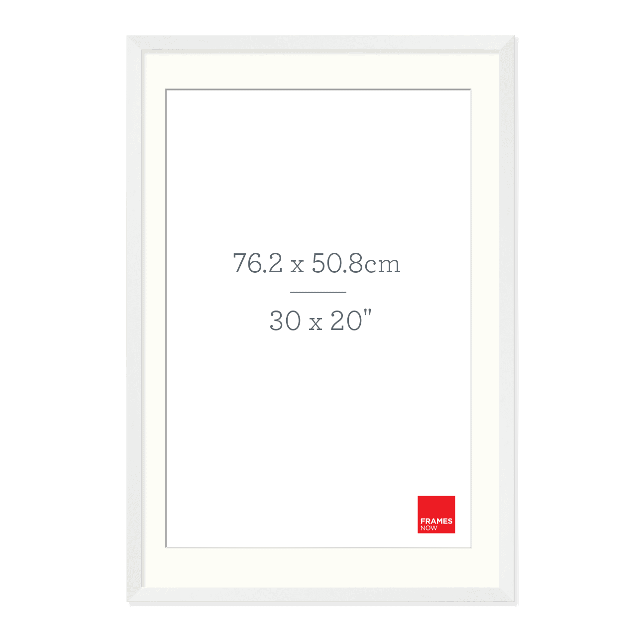 Premium Matte White Box Picture Frame with Matboard for 76.2 x 50.8cm Artwork