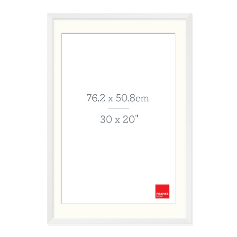 Premium Matte White Box Picture Frame with Matboard for 76.2 x 50.8cm Artwork