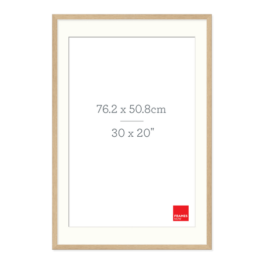 Premium Natural Oak Picture Frame with Matboard for 76.2 x 50.8cm Artwork