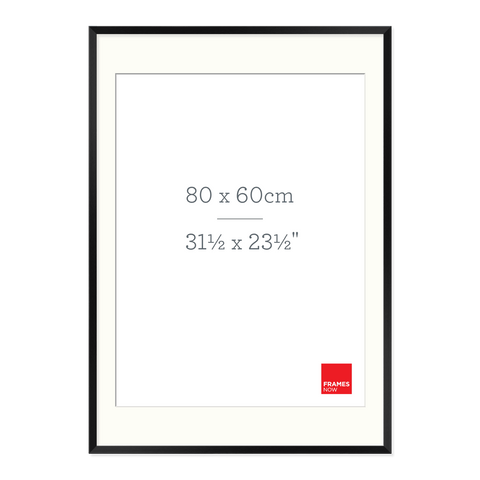 Premium Matte Black Box Picture Frame with Matboard for 80 x 60cm Artwork