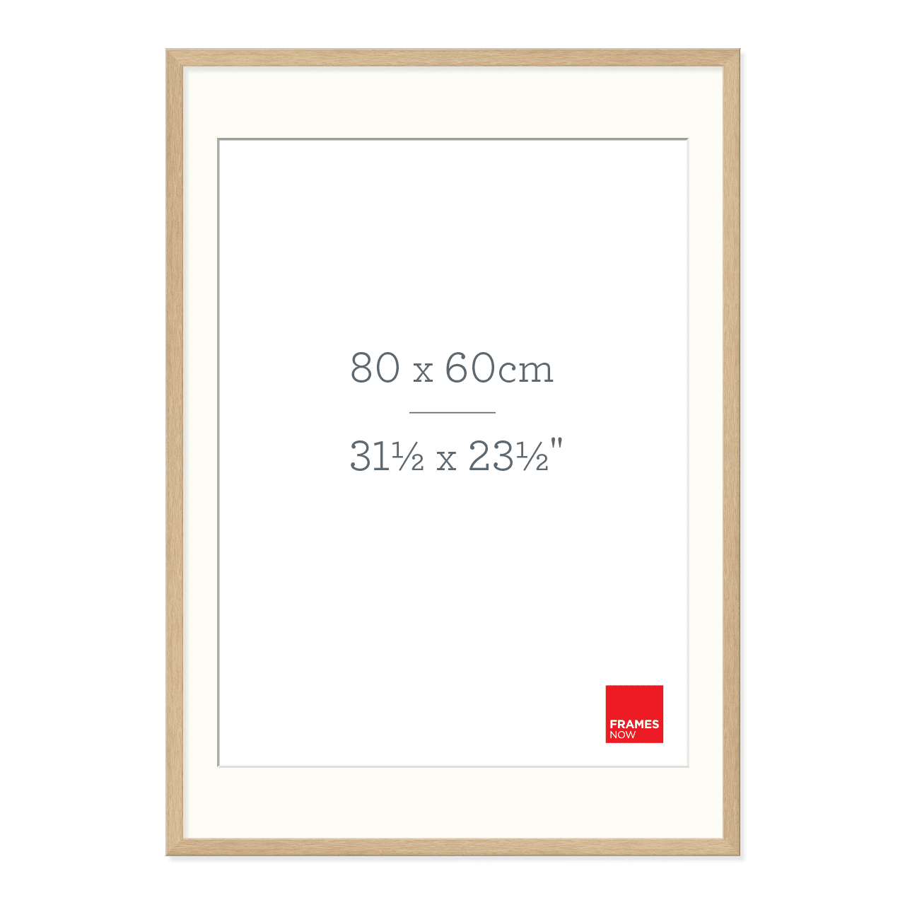 Premium Natural Oak Picture Frame with Matboard for 80 x 60cm Artwork