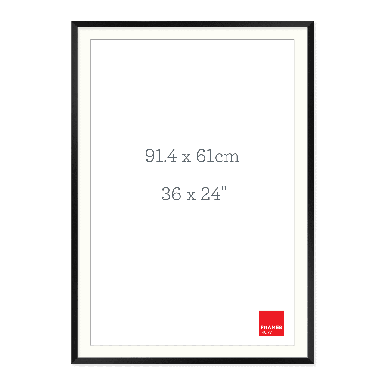 Premium Matte Black Box Picture Frame with Matboard for 91.4 x 61cm Artwork