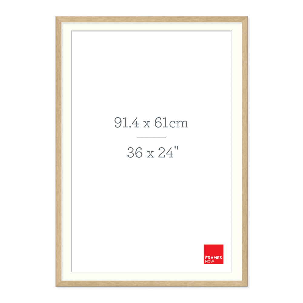 Premium Natural Oak Picture Frame with Matboard for 91.4 x 61cm Artwork