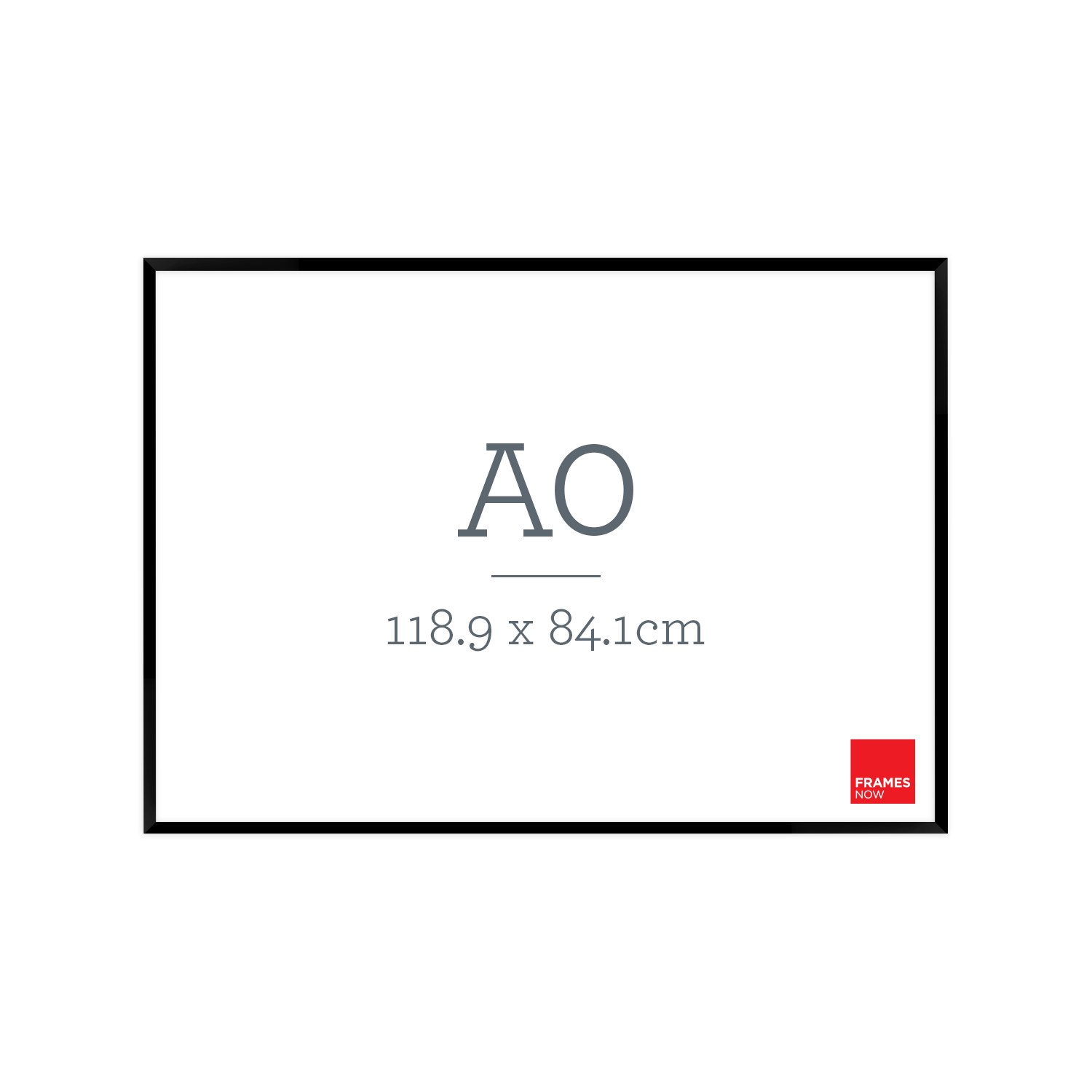 Black frame with 'AO' and dimensions on a white background