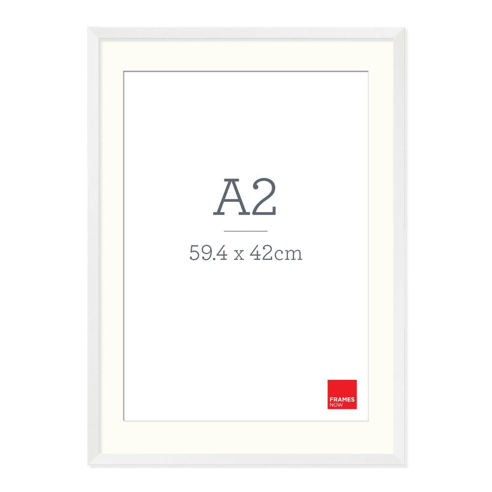 Premium Matte White Box Picture Frame with Matboard for A2 Artwork