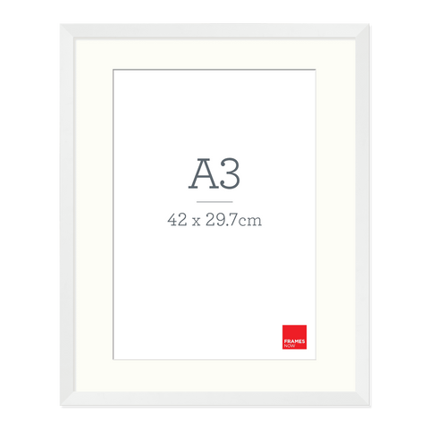 Premium Matte White Box Picture Frame with Matboard for A3 Artwork