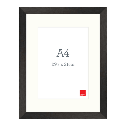 Premium Black Timber Finish Picture Frame with Matboard for A4 Artwork