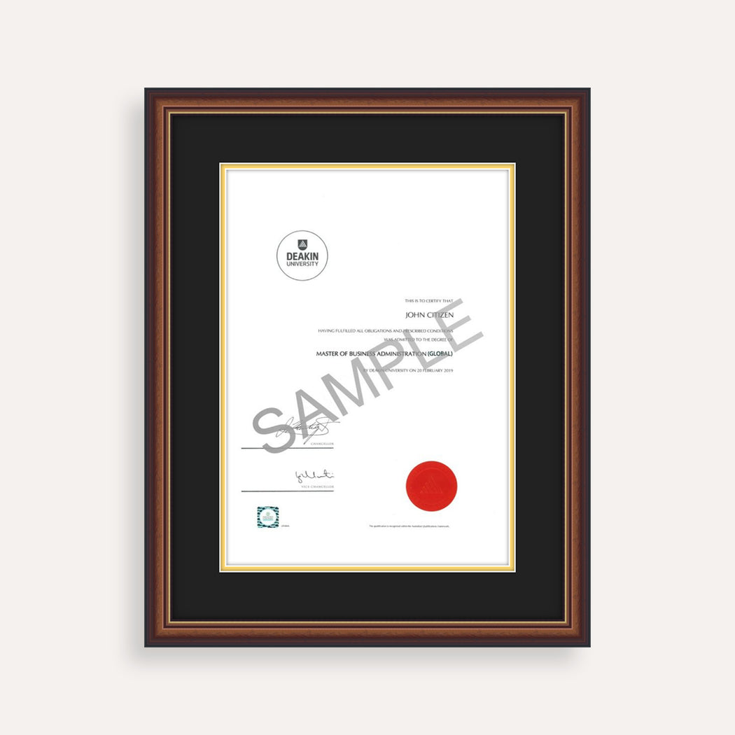 Deakin University Certificate Frame